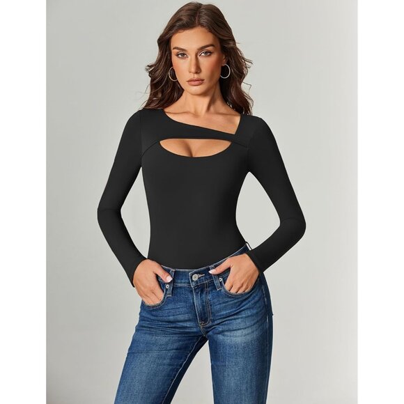 ⚡Avidlove Women’s Long Sleeve Bodysuit Scoop Neck Cutout Slim Fit Shapewear - Picture 4 of 6